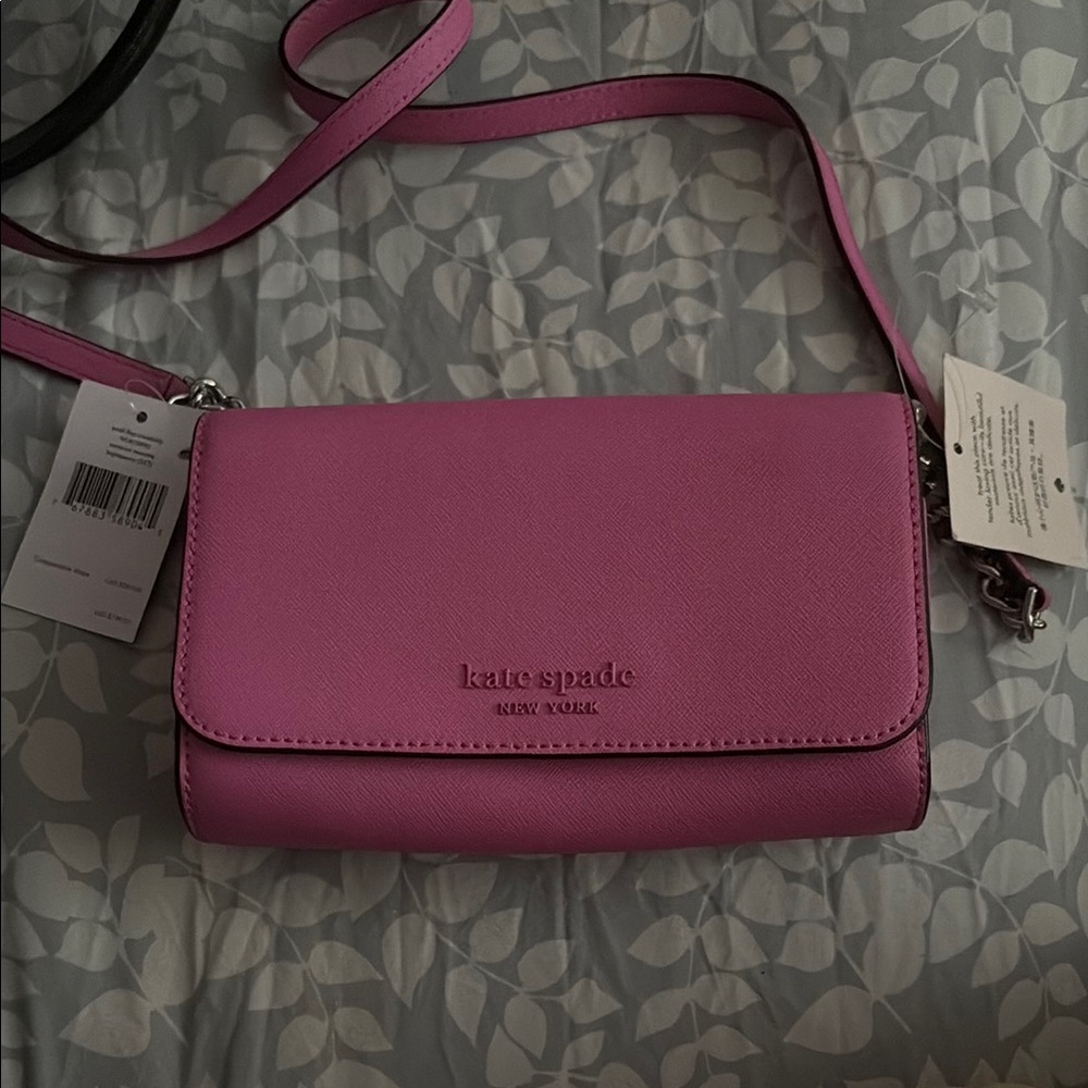 Kate Spade Pink Leather Crossbody Bag with Adjustable Strap